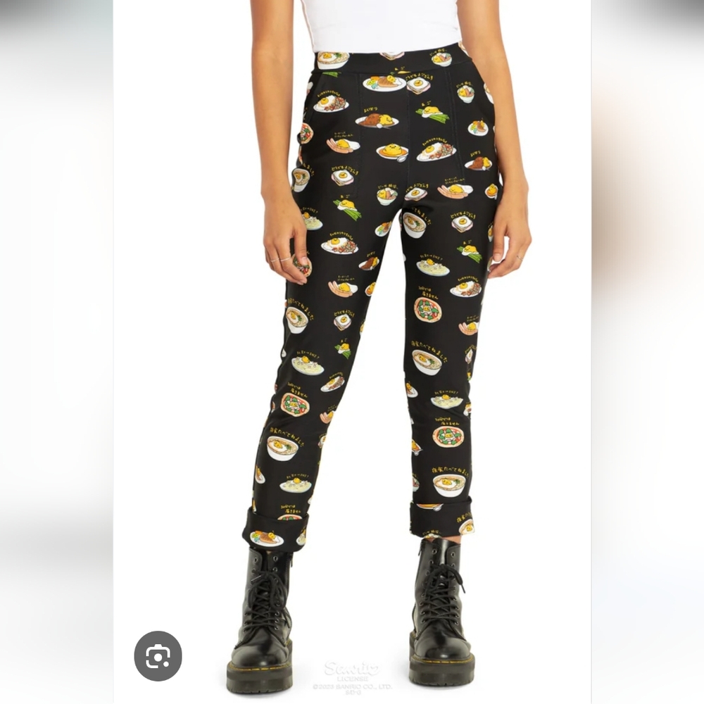 Blackmilk Black Skinny Pants with Colorful Ramen Bowl Print